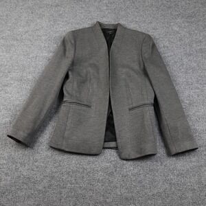 J Crew Blazer Womens 4 Gray Open Front Collarless Jacket Viscose Lined